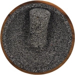 Molcajete de Piedra Volcánica Chilmamolli Grande de 20 cm con Madera Parota y Tejolote