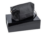 Necessaire de Piel Auténtica Doble Cierre Negro - vista frontal con caja de regalo MenCity